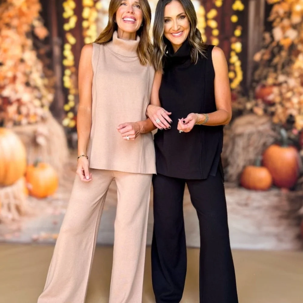 SSYS Tan Wide Leg Pant SET for Effortless Style - Picture 3 of 4